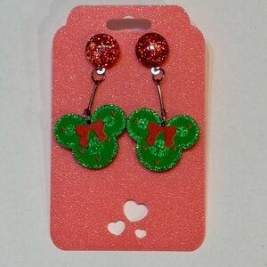 Festive Green and Red Mickey Mouse Earrings